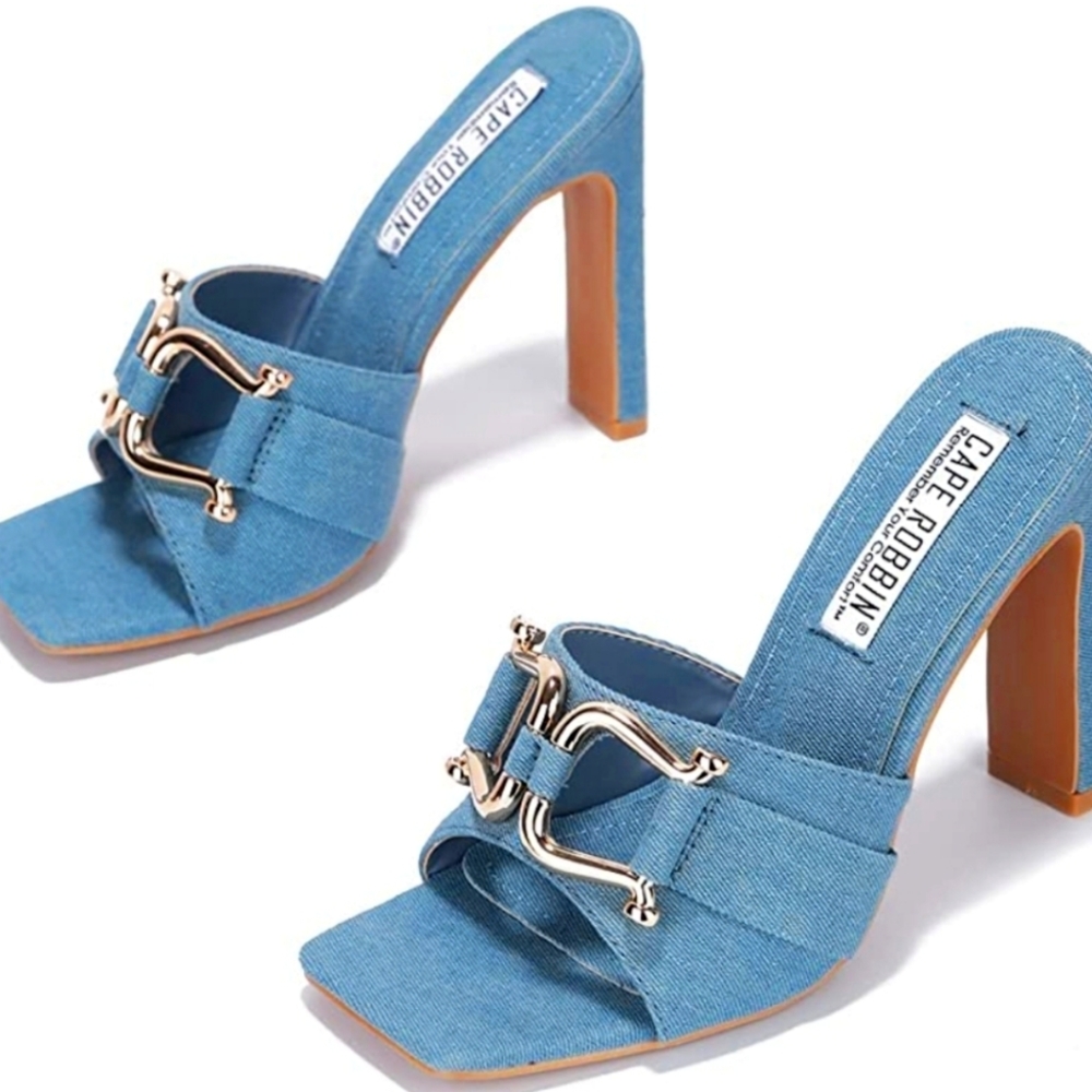 Denim Mule Heels